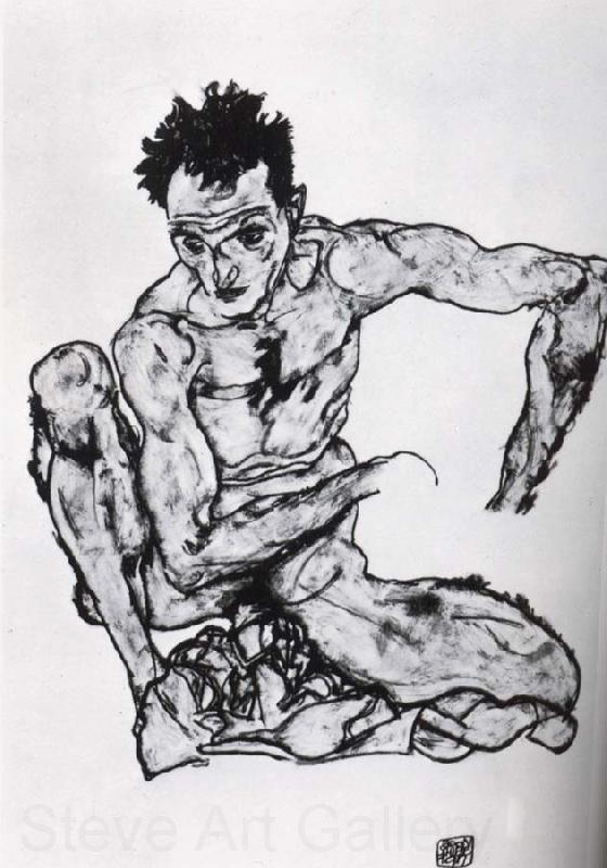 unknow artist Squatting male nude